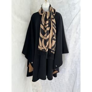 Womens Wool Cashmere Long Black Cape Peter James one size Great Britain scarf